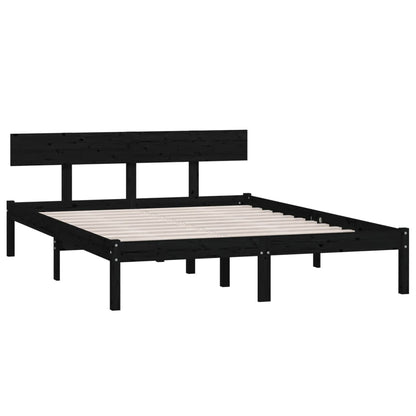 Bed Frame without Mattress Black Solid Wood 120x200 cm
