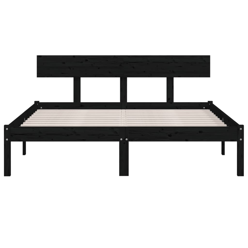 Bed Frame without Mattress Black Solid Wood 120x200 cm