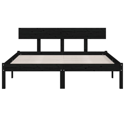 Bed Frame without Mattress Black Solid Wood 120x200 cm