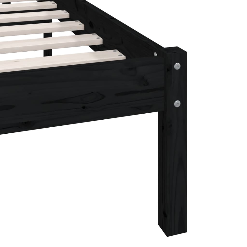 Bed Frame without Mattress Black Solid Wood 120x200 cm