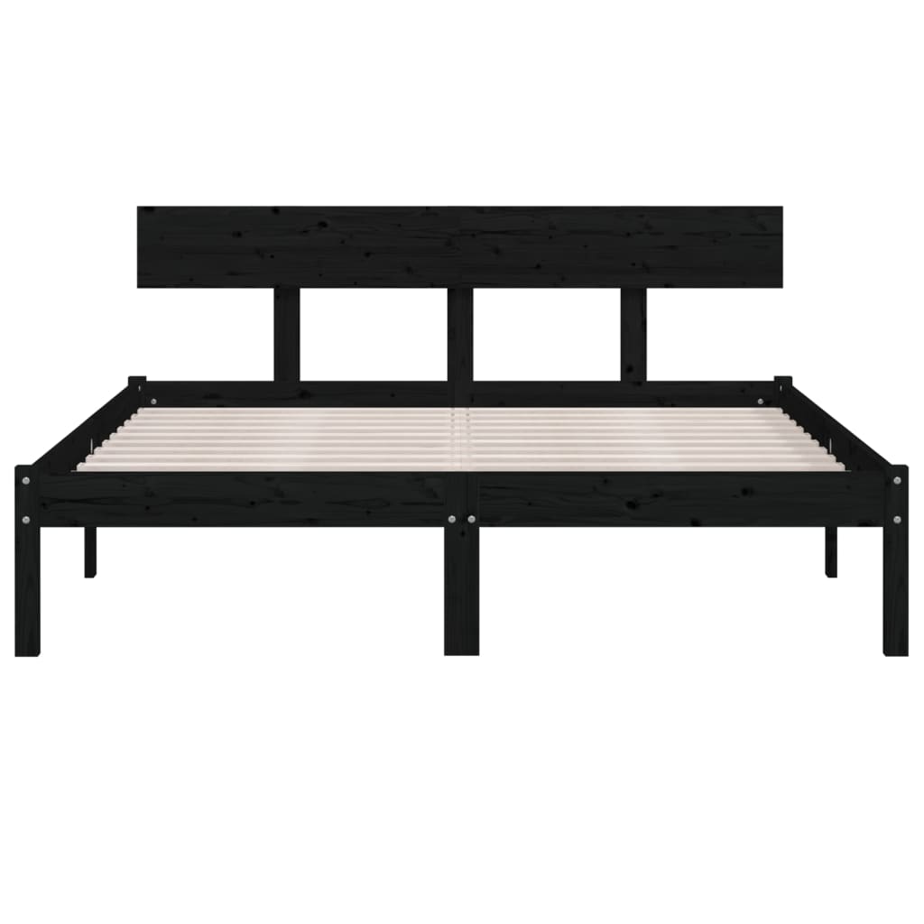 Bed Frame without Mattress Black Solid Wood 140x200 cm