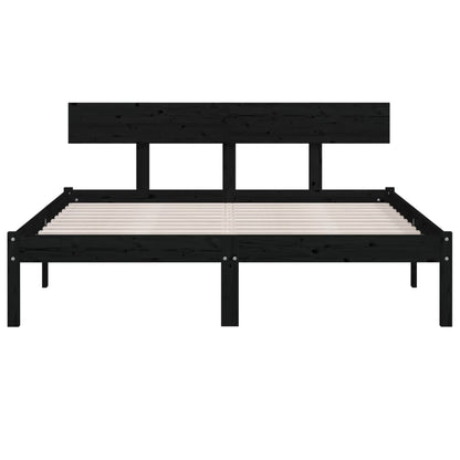 Bed Frame without Mattress Black Solid Wood 140x200 cm