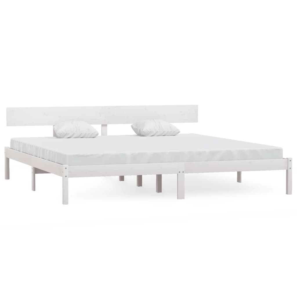 Bed Frame without Mattress White Solid Wood 200x200 cm