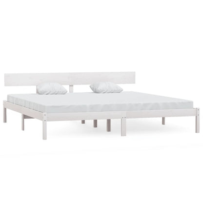 Bed Frame without Mattress White Solid Wood 200x200 cm