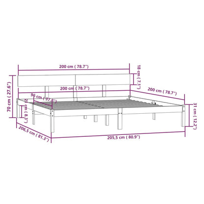 Bed Frame without Mattress Grey Solid Wood 200x200 cm
