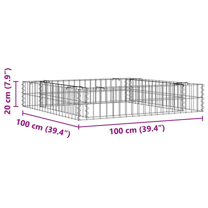 Gabion Raised Bed Galvanised Steel 100x100x20 cm