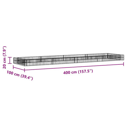 Gabion Raised Bed Galvanised Steel 400x100x20 cm