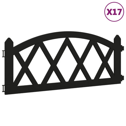 Lawn Edgings 17 pcs Black 10 m PP