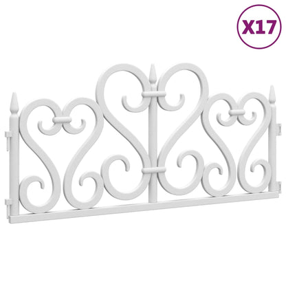 Lawn Edgings 17 pcs White 10 m PP