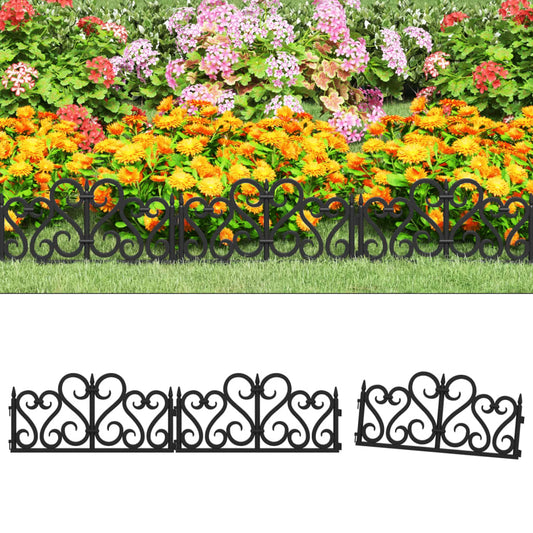 Lawn Edgings 17 pcs Black 10 m PP