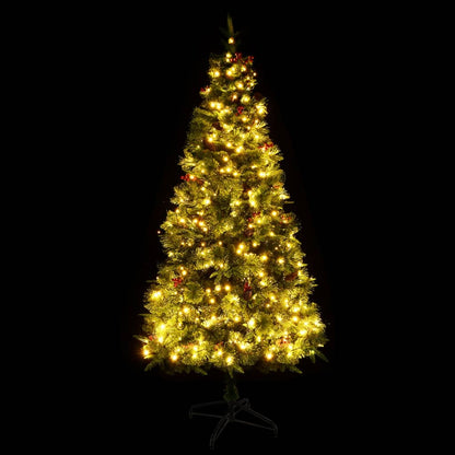 Pre-lit Christmas Tree with Pine Cones Green 195 cm PVC&PE