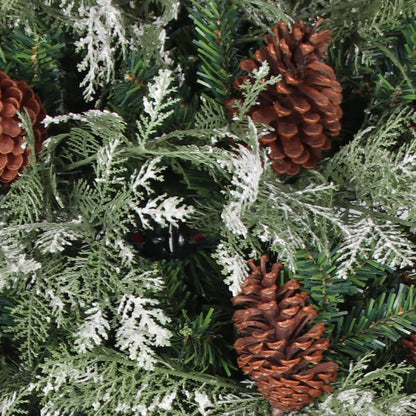 Pre-lit Christmas Tree with Pine Cones Green&White 225 cm PVC&PE