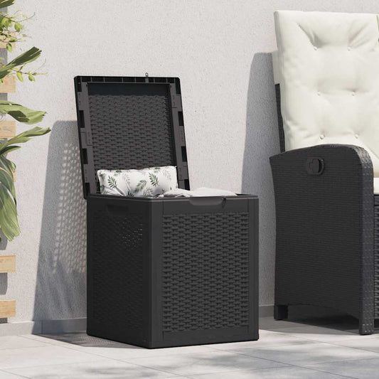Garden Storage Box 90L Black PP Rattan