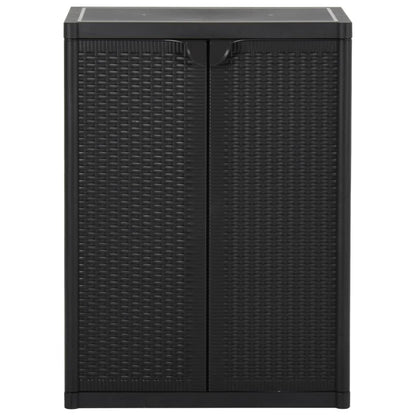 Garden Storage Cabinet Black 65x45x88 cm PP Rattan