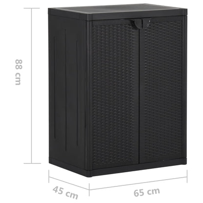Garden Storage Cabinet Black 65x45x88 cm PP Rattan