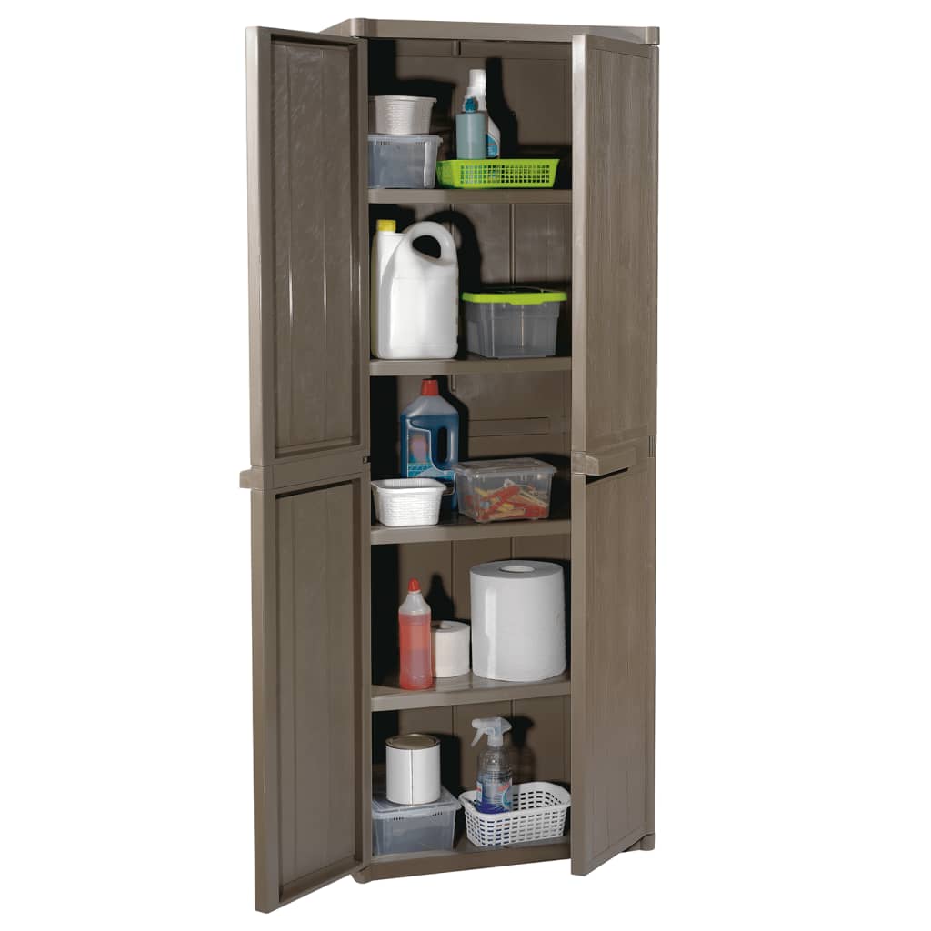 Garden Storage Cabinet Brown 65x45x172 cm PP Wood Look