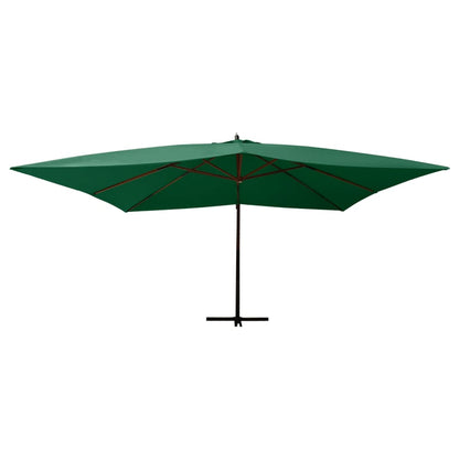 Cantilever Garden Parasol with Wooden Pole 400x300 cm Green
