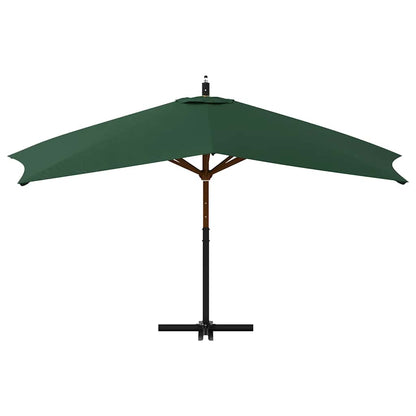Cantilever Garden Parasol with Wooden Pole 400x300 cm Green