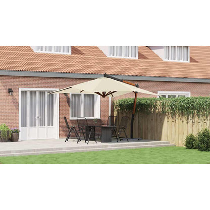 Cantilever Garden Parasol with Wooden Pole 400x300 cm Sand White