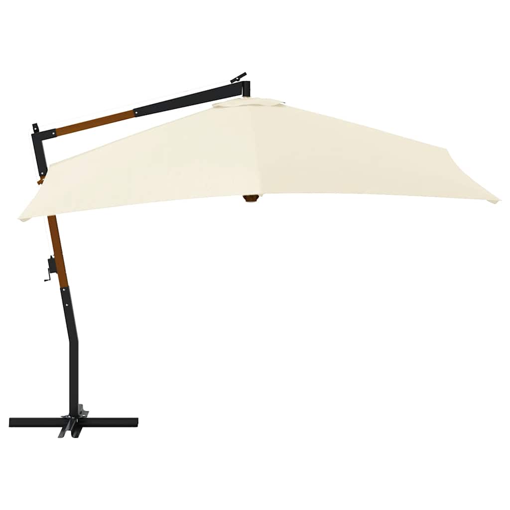 Cantilever Garden Parasol with Wooden Pole 400x300 cm Sand White