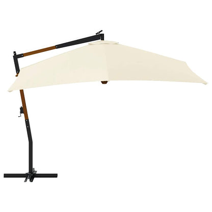 Cantilever Garden Parasol with Wooden Pole 400x300 cm Sand White