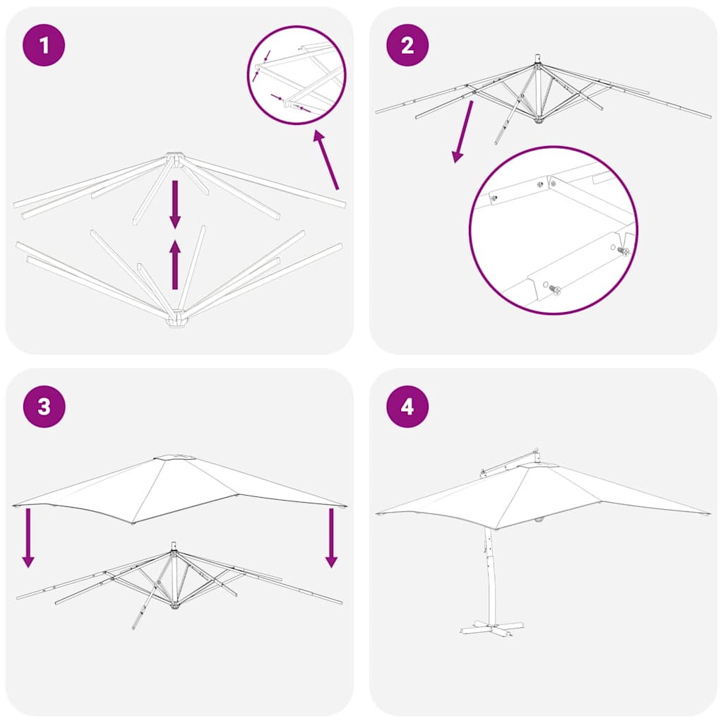Cantilever Garden Parasol with Wooden Pole 400x300 cm Sand White