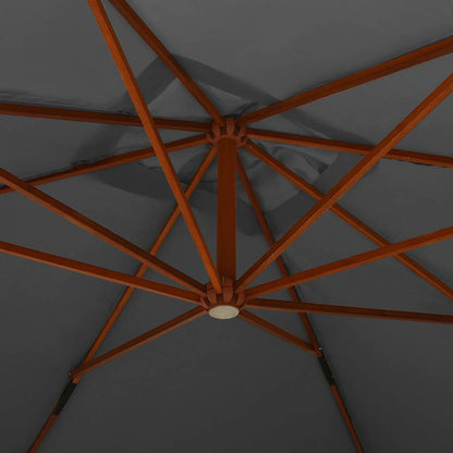 Cantilever Garden Parasol with Wooden Pole 400x300 cm Anthracite