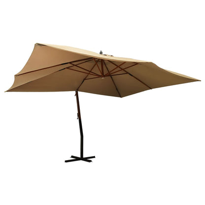 Cantilever Garden Parasol with Wooden Pole 400x300 cm Taupe