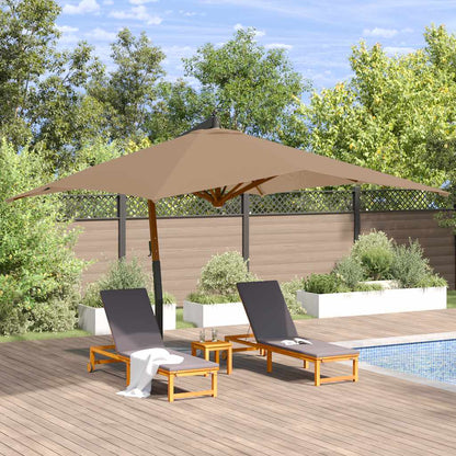 Cantilever Garden Parasol with Wooden Pole 400x300 cm Taupe