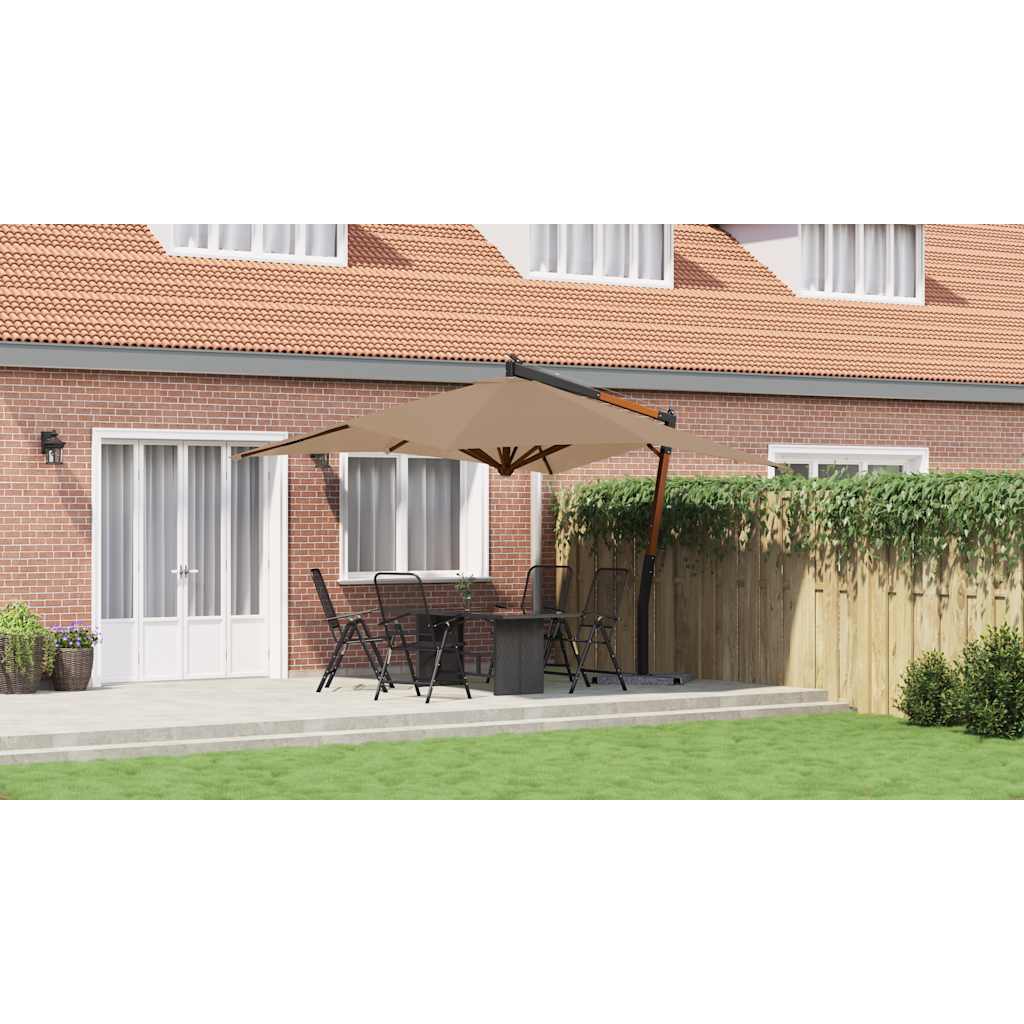 Cantilever Garden Parasol with Wooden Pole 400x300 cm Taupe