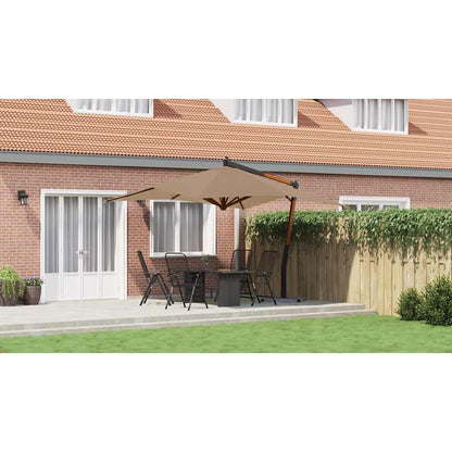 Cantilever Garden Parasol with Wooden Pole 400x300 cm Taupe