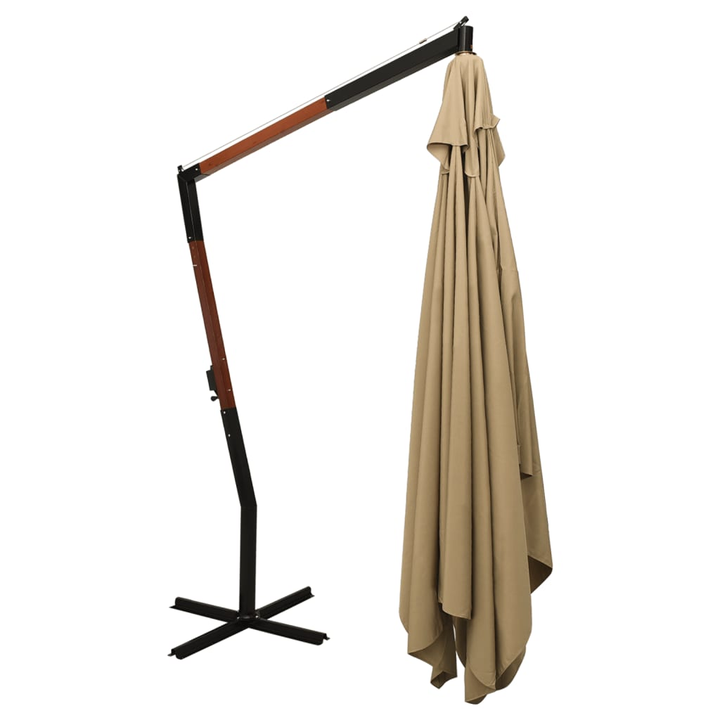Cantilever Garden Parasol with Wooden Pole 400x300 cm Taupe
