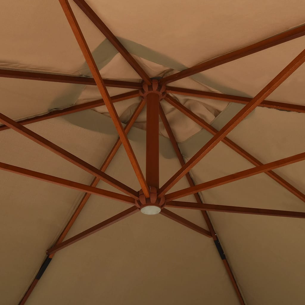 Cantilever Garden Parasol with Wooden Pole 400x300 cm Taupe
