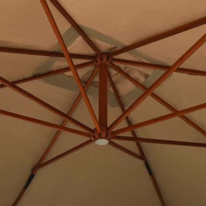 Cantilever Garden Parasol with Wooden Pole 400x300 cm Taupe