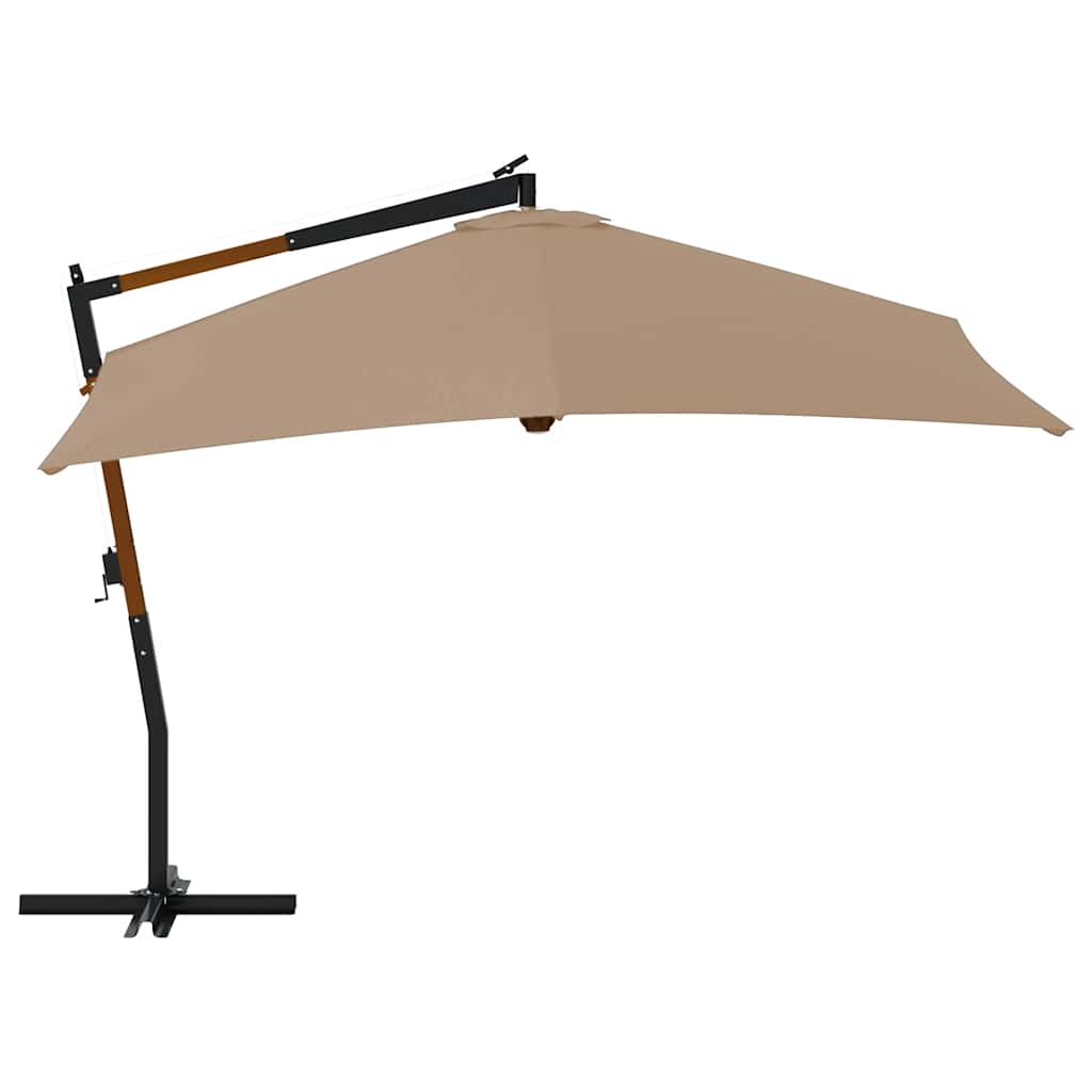 Cantilever Garden Parasol with Wooden Pole 400x300 cm Taupe