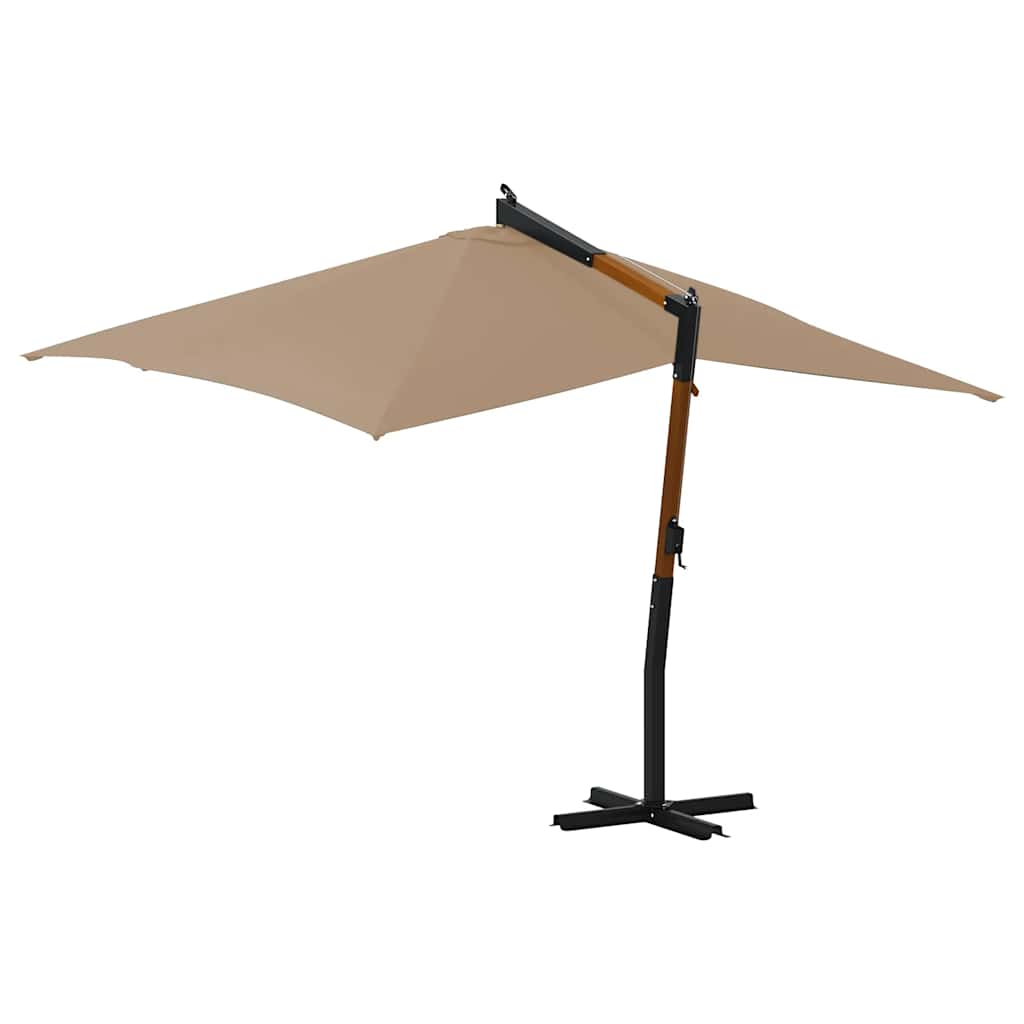 Cantilever Garden Parasol with Wooden Pole 400x300 cm Taupe