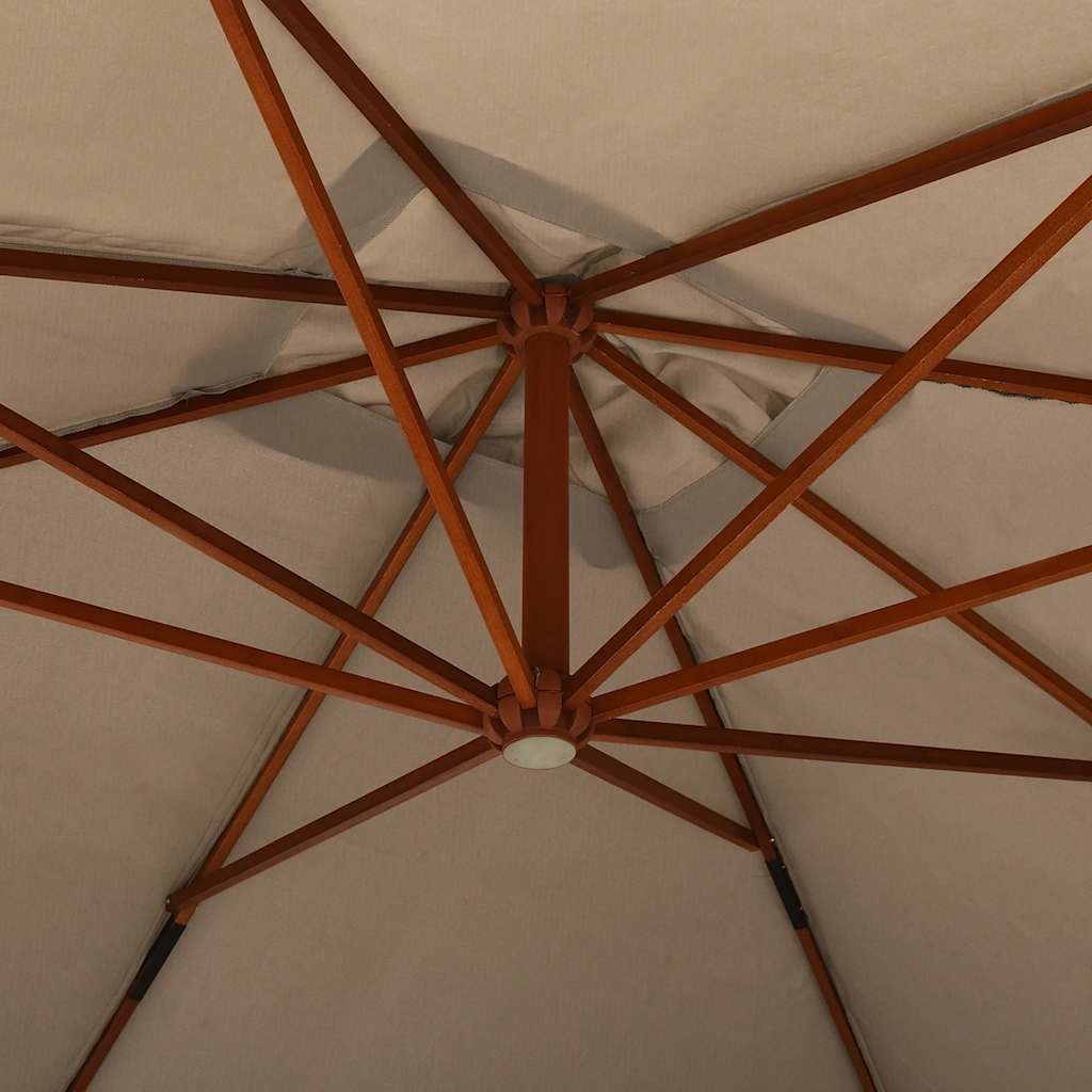 Cantilever Garden Parasol with Wooden Pole 400x300 cm Taupe