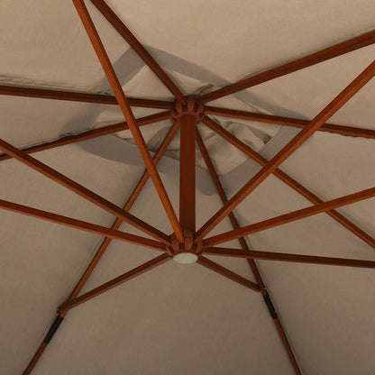 Cantilever Garden Parasol with Wooden Pole 400x300 cm Taupe