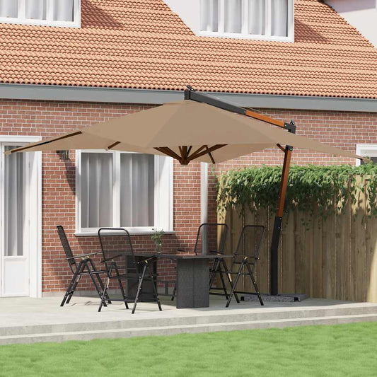 Cantilever Garden Parasol with Wooden Pole 400x300 cm Taupe