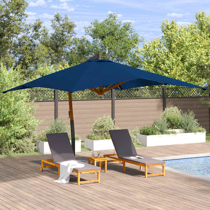 Cantilever Garden Parasol with Wooden Pole 400x300 cm Azure Blue