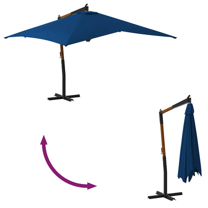 Cantilever Garden Parasol with Wooden Pole 400x300 cm Azure Blue