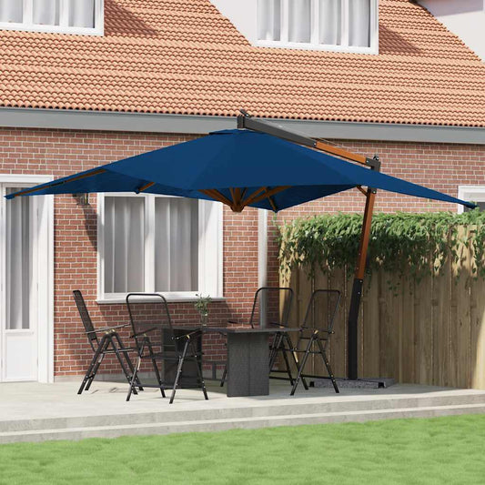 Cantilever Garden Parasol with Wooden Pole 400x300 cm Azure Blue
