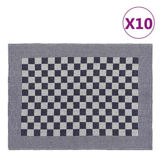 Kitchen Towels 10 pcs Blue and White 50x70 cm Cotton