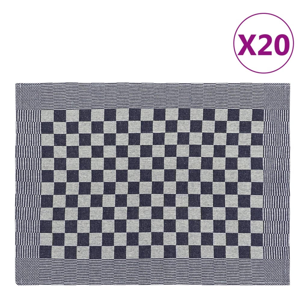 Kitchen Towels 20 pcs Blue and White 50x70 cm Cotton
