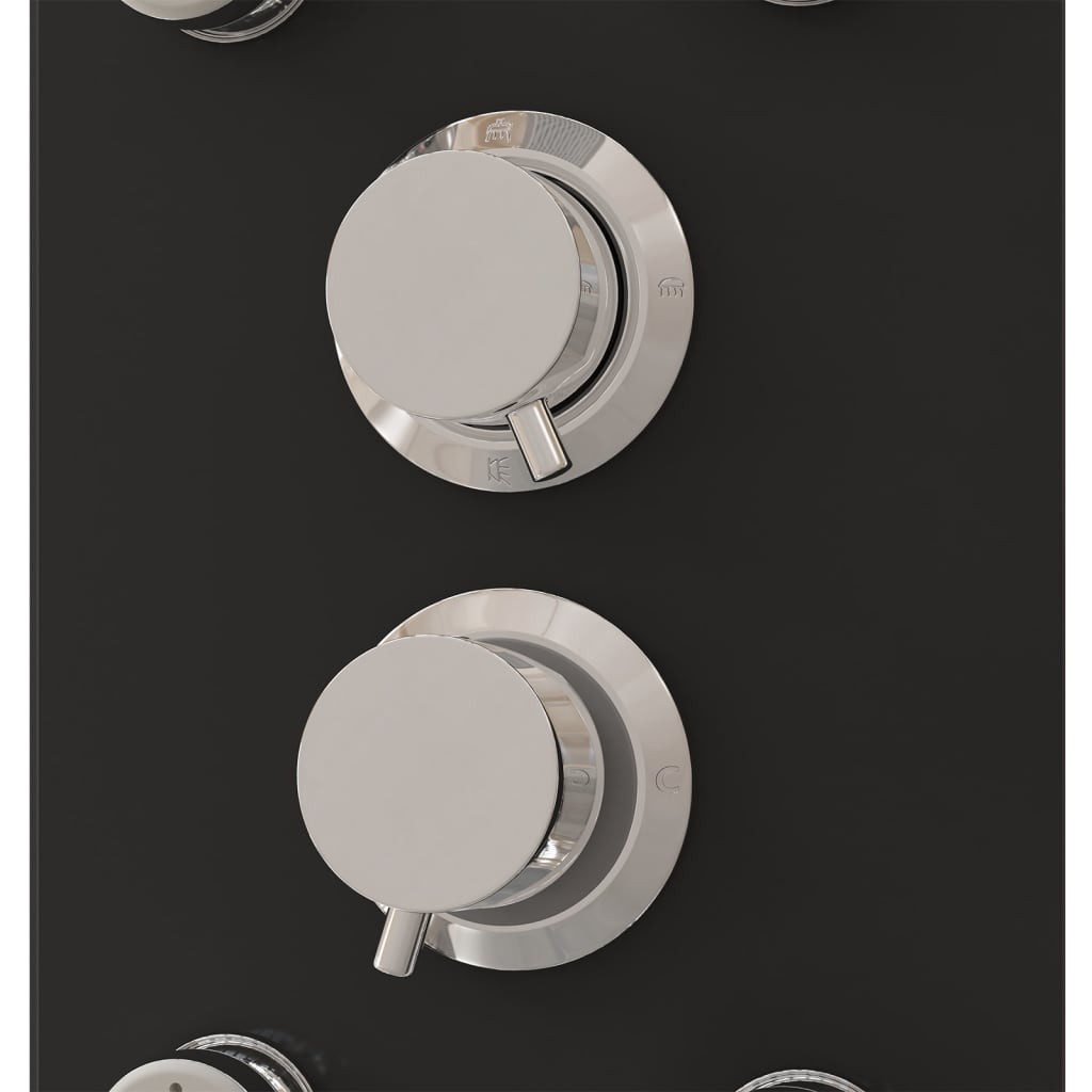 Shower Panel Unit Glass 25x47.5x130 cm Black