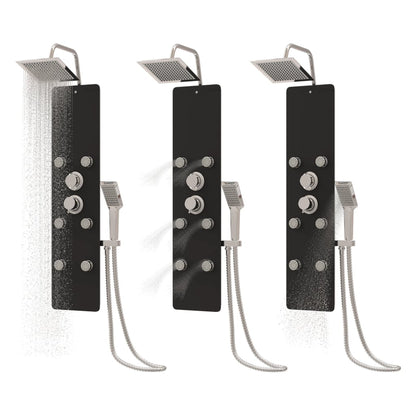 Shower Panel Unit Glass 25x47.5x130 cm Black
