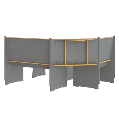 3 Piece Dining Set REINE Honey Brown and Grey Solid Wood Pine