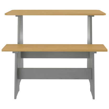 3 Piece Dining Set REINE Honey Brown and Grey Solid Wood Pine