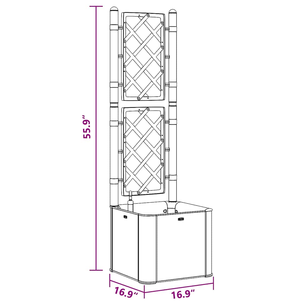 Garden Raised Bed with Trellis and Self Watering System Grey