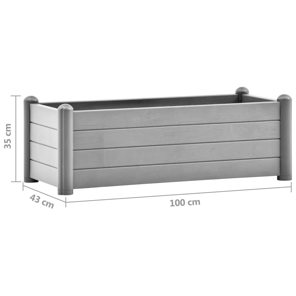 Garden Raised Bed PP Stone Grey 100x43x35 cm